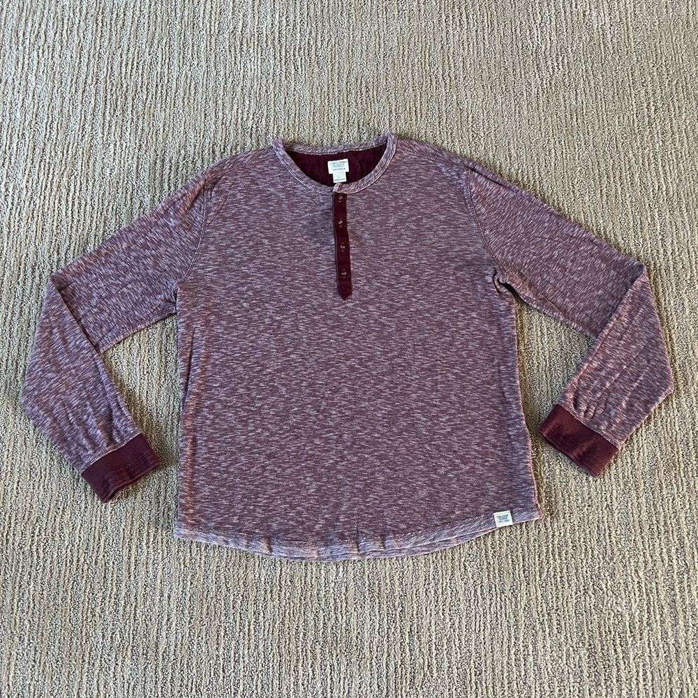 Lucky Brand Mens Red Henley Long Sleeve Shirt